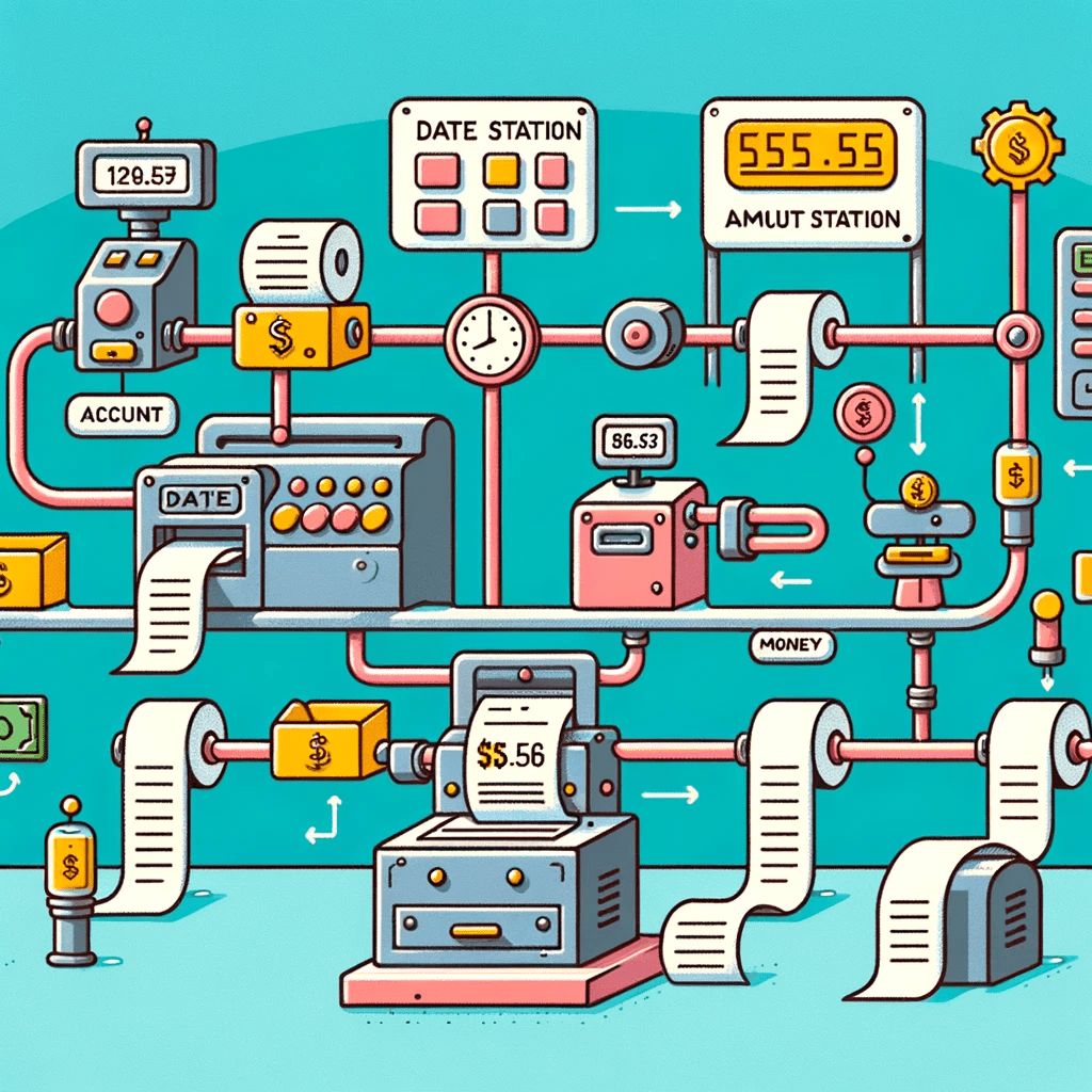 Hypothetical industrial diagram of an invoice flow.